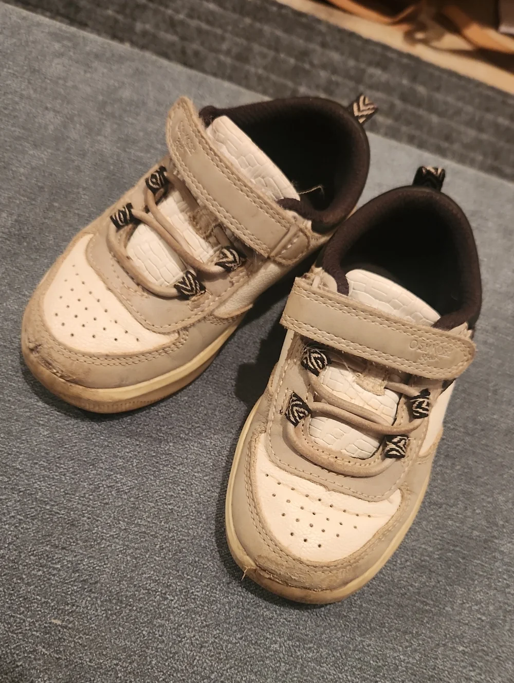 Osh Kosh Kids Grey Black and White Velcro Sneakers